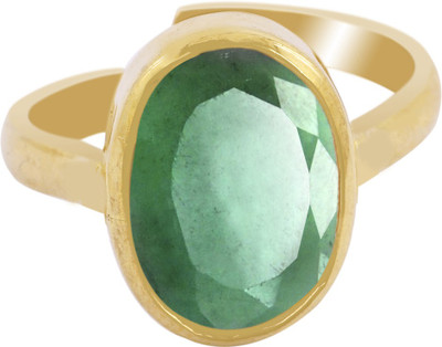 Gems Jewels Online 5.25 Ratti Emerald Gemstone Stone Emerald Gold Plated Ring