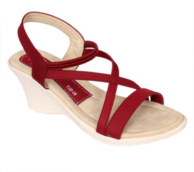 Dolphin Miles Women Wedges(Maroon , 4)