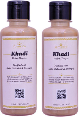 

Yuthee's Khadi Herbal Amla, Shikakai and Bhringraj Shampoo, pack of 2 (210 ml each)(210 ml)