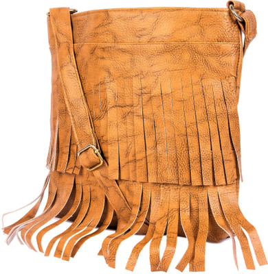 

FRIENDS & COMPANY Women Casual Tan Leatherette Sling Bag