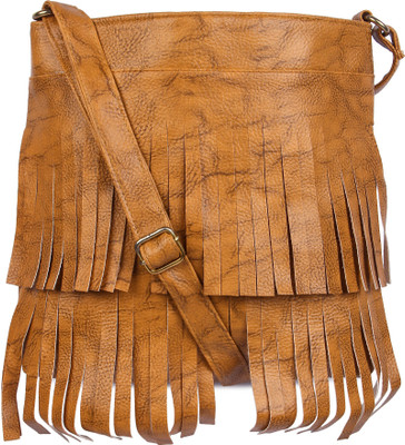 

VKEnterprisesServices Women Casual Tan PU, Cotton Sling Bag