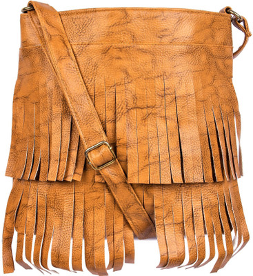 

FRIENDS & COMPANY Women Casual Tan Leatherette Sling Bag
