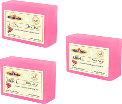 

Leafveda Khadi Rose Soap pack of 3(375 g, Pack of 3)