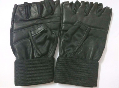 

Wintex Daily Use Genuine Leather Soft & Comfortable Gloves With Wrist Wrap Support Weight Lifting Gym & Fitness Gloves (Free Size, Black)