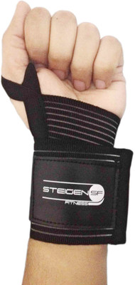 

STEIGEN FITNESS Wrist Wrap / Wrist Support With Thumb Support-(1 Pair) Wrist Support (Free Size, Black)