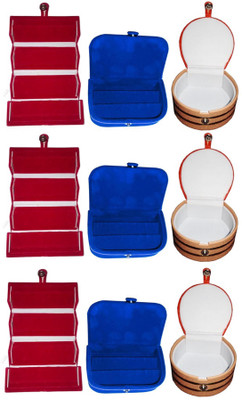 

Sarohi Set of 9 velvet Vanity case Ring and Earring storage travelling Folder Box Vanity Box(Multicolor)