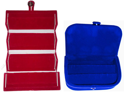 

Afrose Combo of 2 velvet Vanity case Ring and Earring storage travelling Folder Box Vanity Box(Multicolor)