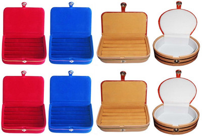 

Sarohi Combo of 8 velvet Vanity case Ring and Earring storage travelling Folder Box Vanity Box(Multicolor)
