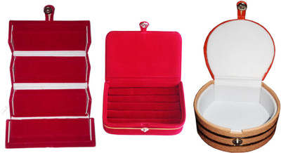 

Sarohi Combo of 3 velvet Vanity case Ring and Earring storage travelling Folder Box Vanity Box(Multicolor)