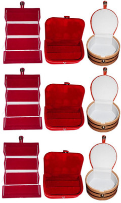 

Afrose Combo of 9 velvet Vanity case Ring and Earring storage travelling Folder Box Vanity Box(Multicolor)