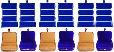 

Shivanshshine Combo 6 pc blue earring folder 3 pc ring box and 3 pc blue ear ring box jewelry vanity box Vanity Box Vanity Box(Multicolor)
