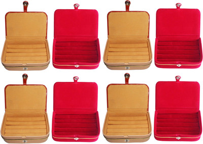 

Sarohi Set of 8 velvet Vanity case Ring and Earring storage travelling Folder Box Vanity Box(Multicolor)