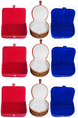 

Sarohi Set of 9 velvet Vanity case Ring and Earring storage travelling Folder Box Vanity Box(Multicolor)