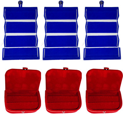 

Afrose Set of 6 velvet Vanity case Ring and Earring storage travelling Folder Box Vanity Box(Multicolor)