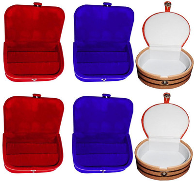 

Sarohi Set of 6 velvet Vanity case Ring and Earring storage travelling Folder Box Vanity Box(Multicolor)