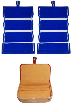 

Afrose Combo of 3 velvet Vanity case Ring and Earring storage travelling Folder Box Vanity Box(Multicolor)