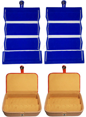 

Afrose Set of 4 velvet Vanity case Ring and Earring storage travelling Folder Box Vanity Box(Multicolor)