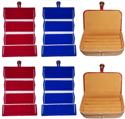 

Shivanshshine Combo 2 pc red earring folder 2 pc blue ear ring folder 2 pc ring jewelry vanity box Vanity Box Vanity Box(Multicolor)