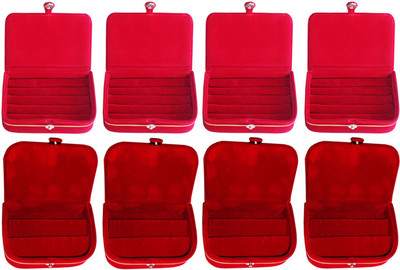 

Afrose Set of 8 velvet Vanity case Ring and Earring storage travelling Folder Box Vanity Box(Multicolor)