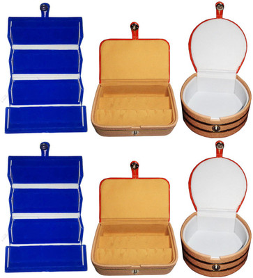 

Shivanshshine Combo 2 pc blue earring folder 2 ear ring box and 2 pc bangle box jewelry vanity case Vanity Box Vanity Box(Multicolor)