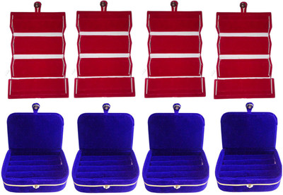 

Afrose Combo of 8 velvet Vanity case Ring and Earring storage travelling Folder Box Vanity Box(Multicolor)