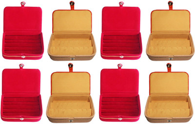 

Afrose Combo of 8 velvet Vanity case Ring and Earring storage travelling Folder Box Vanity Box(Multicolor)