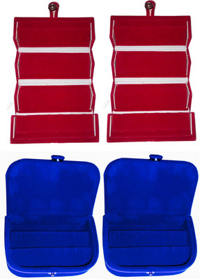 

Afrose Combo of 4 velvet Vanity case Ring and Earring storage travelling Folder Box Vanity Box(Multicolor)