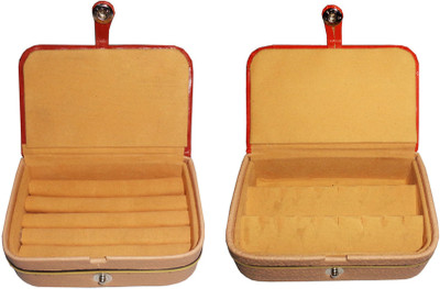 

Afrose Combo of 2 velvet Vanity case Ring and Earring storage travelling Folder Box Vanity Box(Multicolor)