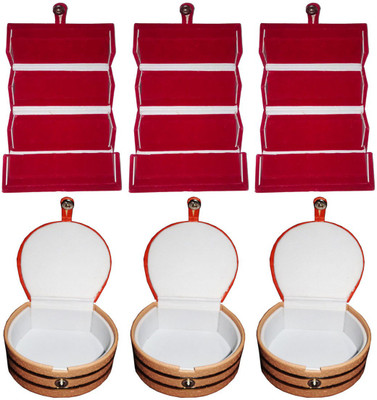 

Shivanshshine Combo 3 pc red ear ring folder and 3 pc bangle box Vanity Box Vanity Box(Multicolor)
