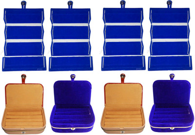 

Sarohi Set of 8 velvet Vanity case Ring and Earring storage travelling Folder Box Vanity Box(Multicolor)