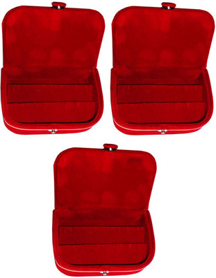 

Shivanshshine Set of 3 velvet Earring folder Ring box jewelery case ring storage ear ring travelling folder Vanity Box Vanity Box(Red)