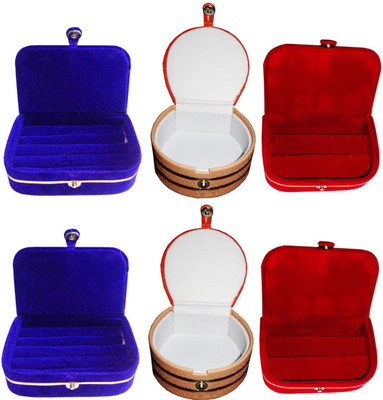 

Sarohi Combo of 6 velvet Vanity case Ring and Earring storage travelling Folder Box Vanity Box(Multicolor)