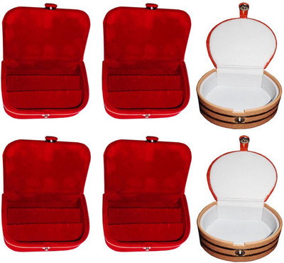 

Sarohi Set of 6 velvet Vanity case Ring and Earring storage travelling Folder Box Vanity Box(Multicolor)