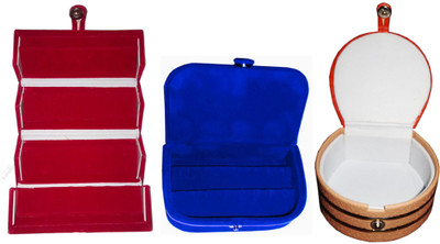 

Sarohi Combo of 3 velvet Vanity case Ring and Earring storage travelling Folder Box Vanity Box(Multicolor)