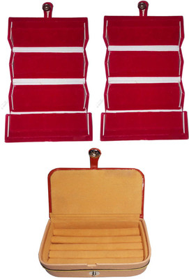 

Afrose Combo of 3 velvet Vanity case Ring and Earring storage travelling Folder Box Vanity Box(Multicolor)