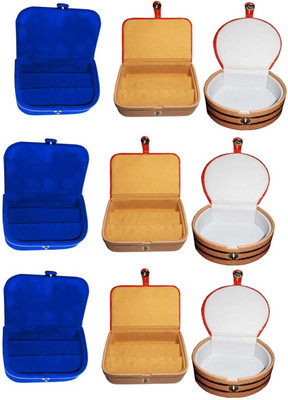 

Afrose Combo of 9 velvet Vanity case Ring and Earring storage travelling Folder Box Vanity Box(Multicolor)