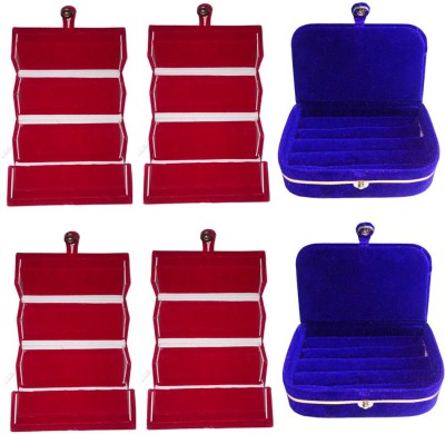 

Sarohi Set of 6 velvet Vanity case Ring and Earring storage travelling Folder Box Vanity Box(Multicolor)