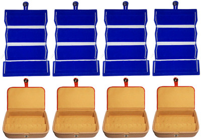 

Sarohi Set of 8 velvet Vanity case Ring and Earring storage travelling Folder Box Vanity Box(Multicolor)