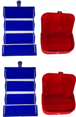 

Afrose Set of 4 velvet Vanity case Ring and Earring storage travelling Folder Box Vanity Box(Multicolor)