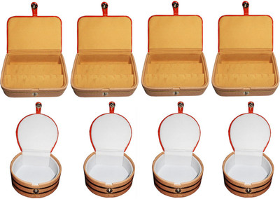 

Sarohi Combo of 8 velvet Vanity case Ring and Earring storage travelling Folder Box Vanity Box(Multicolor)