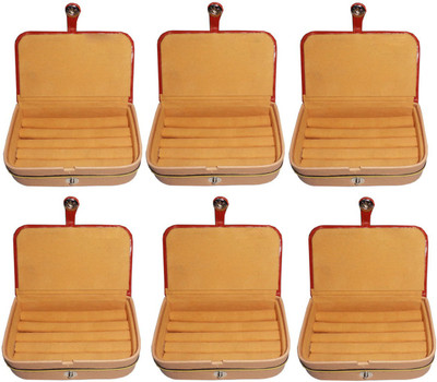 Sarohi Set of 6 velvet Vanity case ring storage travelling folder Box Vanity Box(Brown)