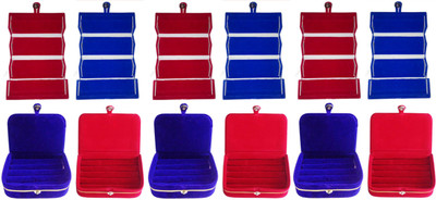 

Afrose Combo of 12 velvet Vanity case Ring and Earring storage travelling Folder Box Vanity Box(Multicolor)