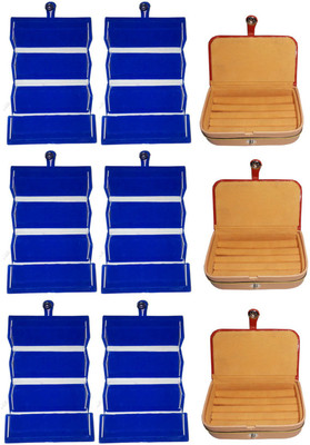 

Afrose Combo of 9 velvet Vanity case Ring and Earring storage travelling Folder Box Vanity Box(Multicolor)
