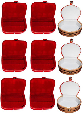 

Afrose Set of 9 velvet Vanity case Ring and Earring storage travelling Folder Box Vanity Box(Multicolor)