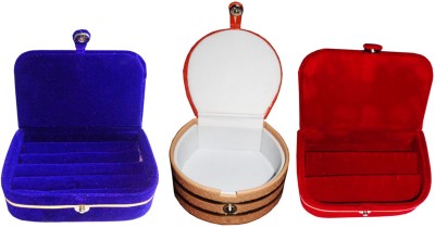 

Sarohi Combo of 3 velvet Vanity case Ring and Earring storage travelling Folder Box Vanity Box(Multicolor)