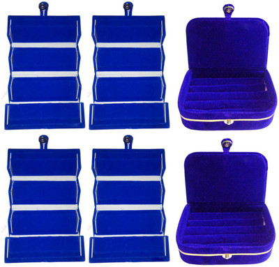 

Shivanshshine Combo 4 pc blue earring folder and 2 pc blue ear ring box jewelry vanity box Vanity Box Vanity Box(Blue)