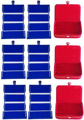 

Sarohi Combo of 9 velvet Vanity case Ring and Earring storage travelling Folder Box Vanity Box(Multicolor)