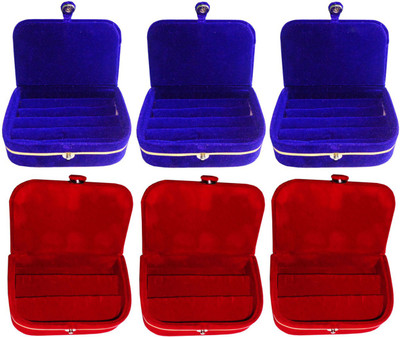 

Sarohi Combo of 6 velvet Vanity case Ring and Earring storage travelling Folder Box Vanity Box(Multicolor)