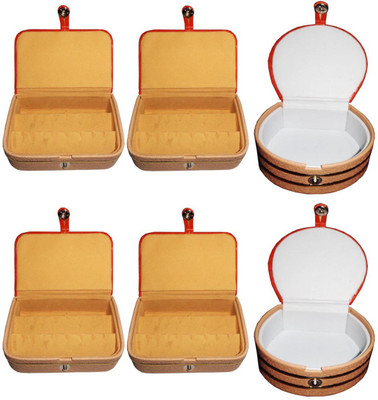 

Sarohi Set of 6 velvet Vanity case Ring and Earring storage travelling Folder Box Vanity Box(Multicolor)