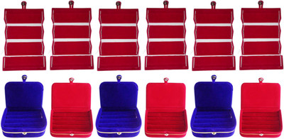 

Afrose Combo of 12 velvet Vanity case Ring and Earring storage travelling Folder Box Vanity Box(Multicolor)